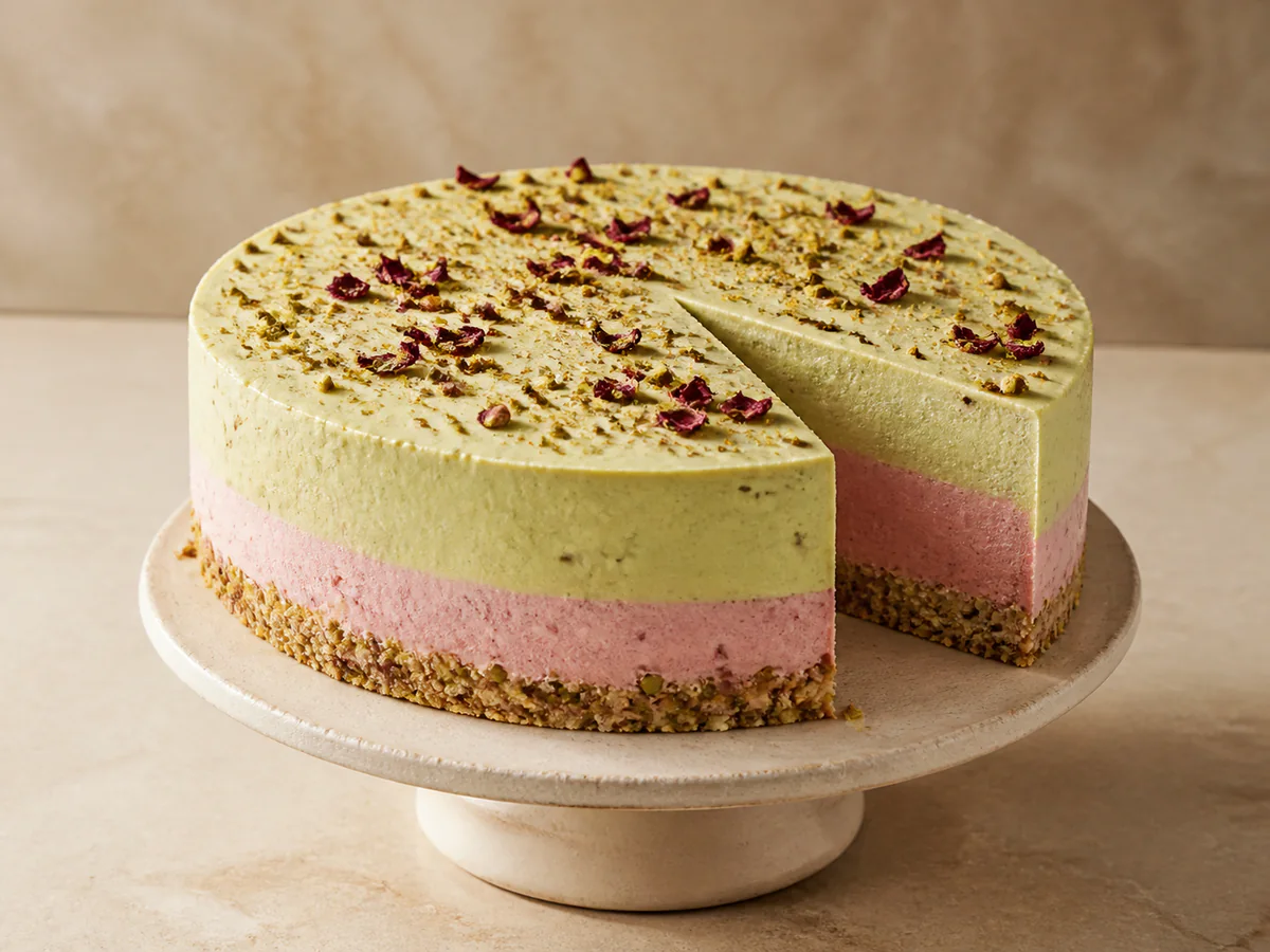 Pista Rose Celebration Cake by Little Boy Icecreams